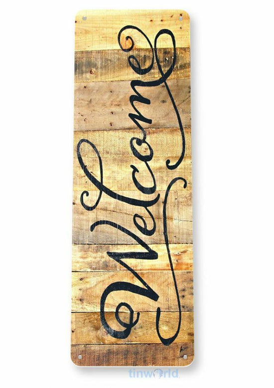 WELCOME 11X4 TIN SIGN HOME GARAGE REPRODUCTION TIN SIGN RUSTIC FAITH FAMILY BACK
