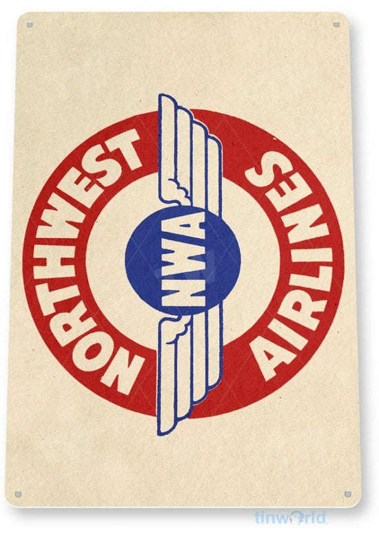 NORTHWEST AIRLINES 11 X 4 TIN SIGN AVIATION AIRPLANE AIRCRAFT RETRO LAX JFK JAL