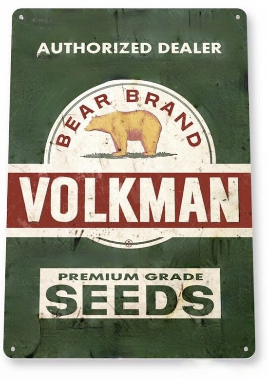 VOLKMAN PREMIUM GRADE SEEDS TIN SIGN AUTHORIZED DEALER PREMIUM GRADE AG HYBRID