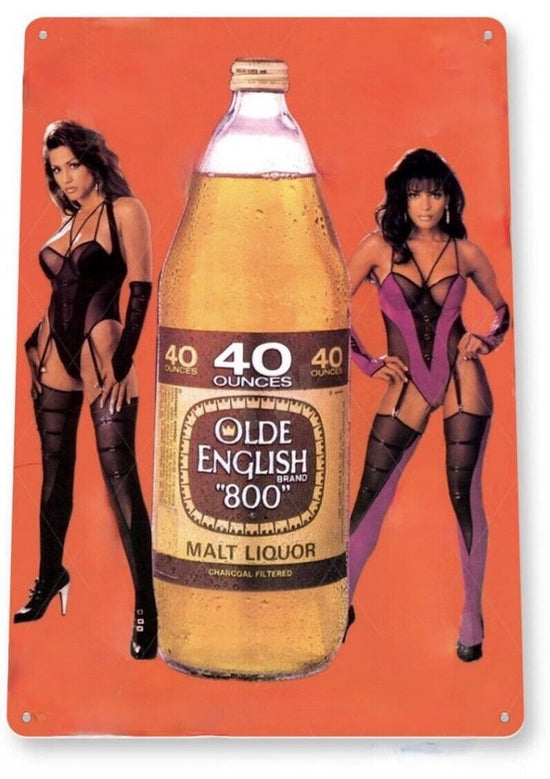 OLD ENGLISH MALT LIQUOR TIN SIGN 40 OUNCE 800 STOUT PEOPLES BREWING DULUTH CO