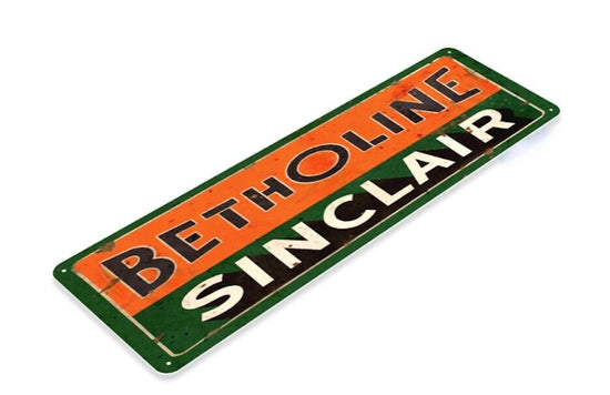 BETHOLINE SINCLAIR TIN SIGN OIL GAS REFINING KANSAS STATION PUMP 6x18 inch