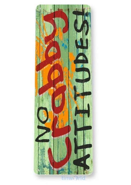 NO CRABBY ATTITUDES 11X4 TIN SIGN BAR PUB BREWING COMPANY BEER ROLL MAINE