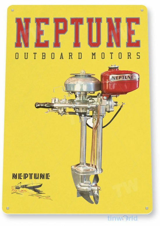 NEPTUNE OUTBOARD MOTORS 11 X 8 TIN SIGN AUTO AUTOMOBILE MECHANIC ADVERTISEMENT