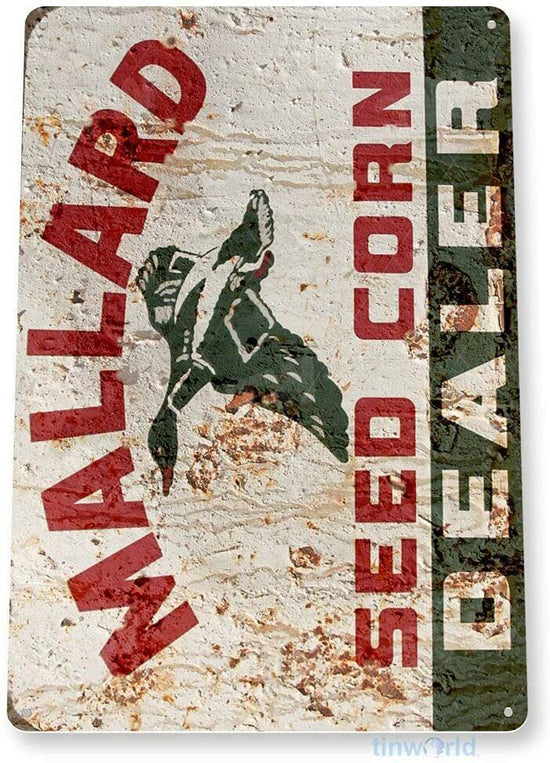 MALLARD SEED CORN DEALER TIN SIGN RUSTIC DUCK SEASON FARM BLIND DECOY BOAT LAB