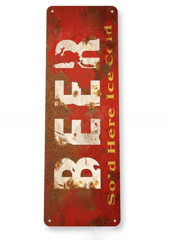 BEER TIN SIGN BAR OPEN KEG PARTY GLASS BOTTLE ARROW PUB RUSTIC LODGE CABIN 6X18