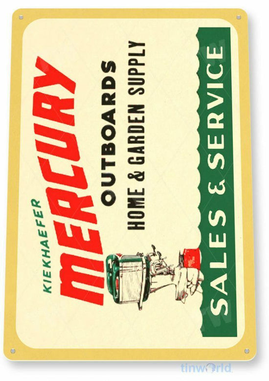 MERCURY OUTBOARDS 11 X 8 TIN SIGN NOSTALGIC REPRODUCTION ADVERTISEMENT USA