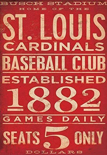 ST LOUIS CARDINALS TIN SIGN CARDS BASEBALL STADIUM BUSCH 1882 STILL BORING CUBS