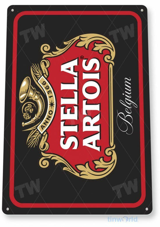 STELLA ARTOIS 11X8 TIN SIGN BREW BAR PUB BELGIUM BREWING COMPANY PILSNER LEUVEN