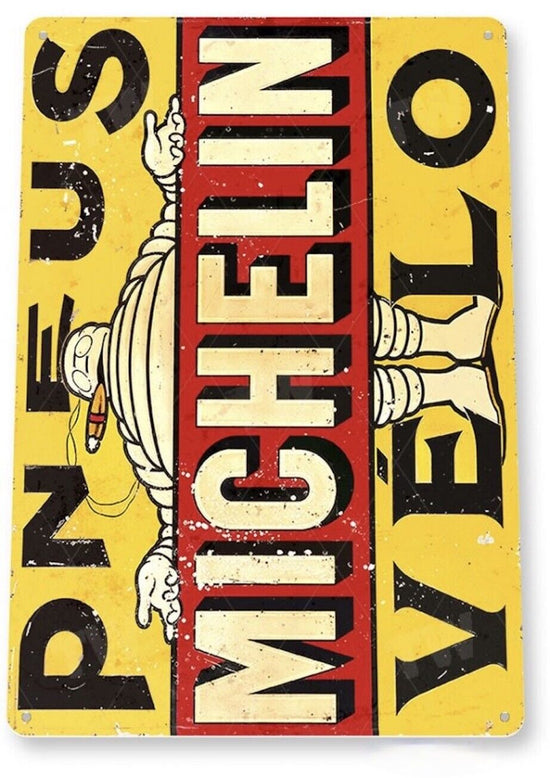 MICHELIN MAN TIN SIGN PNEUS VELO FRENCH FRANCE TIRE TYRE BICYCLE CAR TRUCK VAN