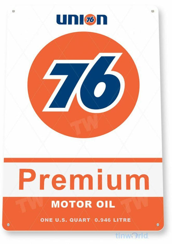 UNION 76 PREMIUM 11 X 8 TIN SIGN AUTO AUTOMOBILE MECHANIC ADVERTISEMENT