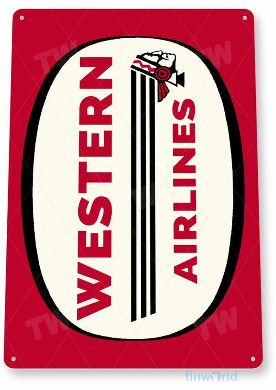 WESTERN AIRLINES 11 X 8 TIN SIGN AVIATION AIRPLANE AIRCRAFT RETRO LAX JFK OHARE