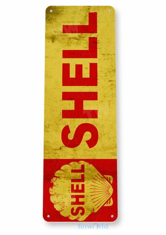 SHELL MOTOR OIL 11 X 4 TIN SIGN AUTO AUTOMOBILE MECHANIC ADVERTISEMENT STATION