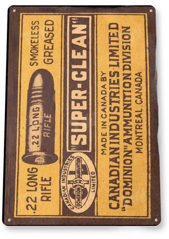 CANADIAN INDUSTRIES LIMITED TIN SIGN SUPER CLEAN AMMUNITION CANADA SHOTGUN SHELL