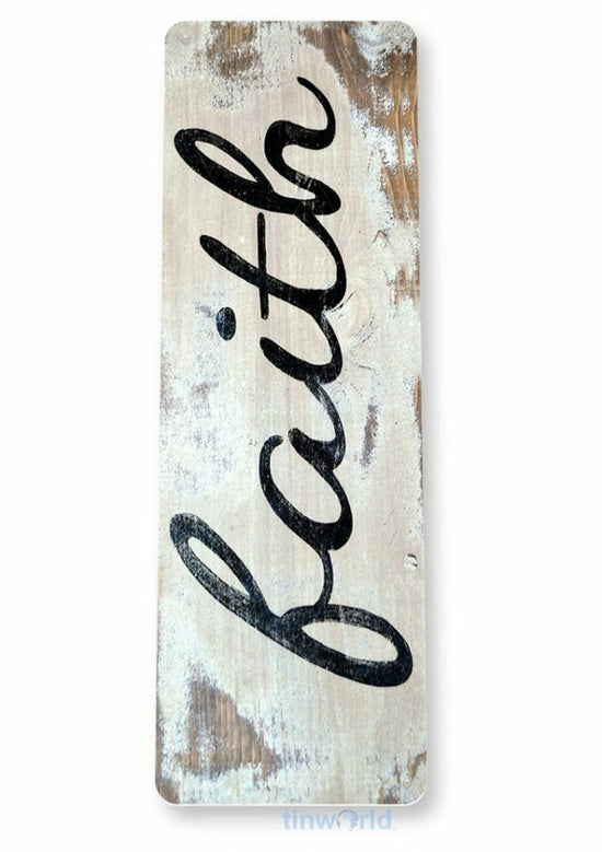 FAITH 11X4 TIN SIGN HOME GARAGE REPRODUCTION STAGE DECORATING MAN UPSTAIRS