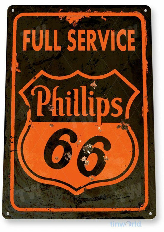 PHILLIPS 66 GAS AND OIL 11 X 8 TIN SIGN AUTO AUTOMOBILE MECHANIC ADVERTISEMENT