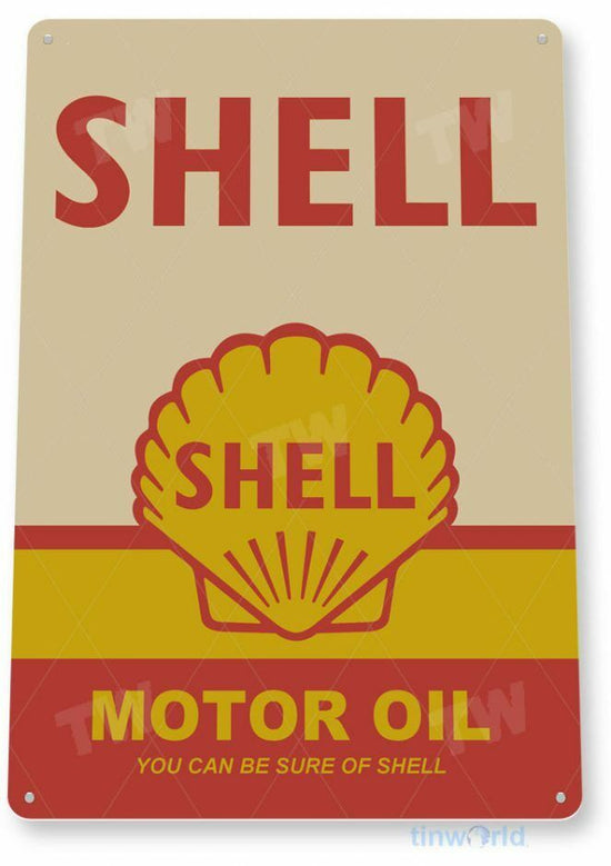 SHELL OIL 11 X 8 TIN SIGN AUTO AUTOMOBILE MECHANIC ADVERTISEMENT STATION GAS