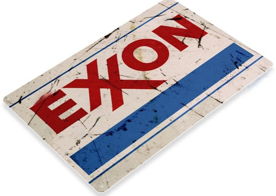 EXXON TIN SIGN GASOLINE PETROLEUM OIL STATION REFINING PUMP SERVICE MOBIL CO
