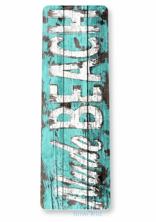 NUDE BEACH 11X4 TIN SIGN HOME GARAGE REPRODUCTION TIN SIGN RUSTIC OCEAN MALIBU