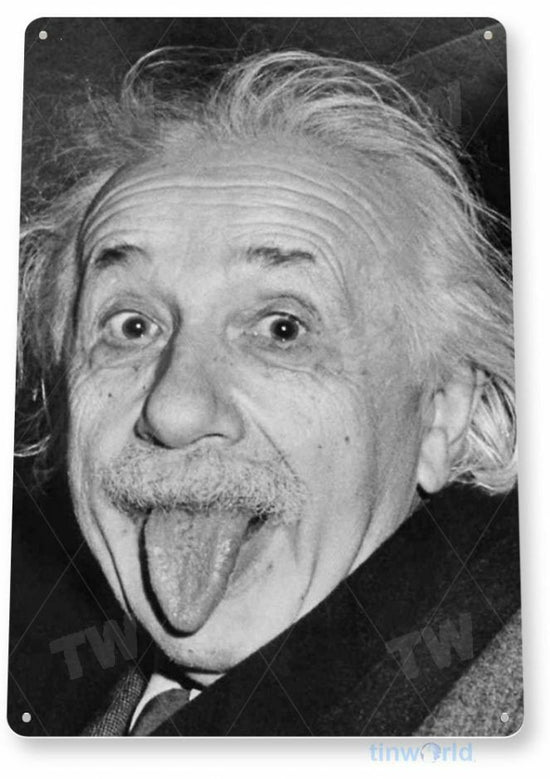 EINSTEIN 11 X 8 TIN SIGN AUTO AUTOMOBILE MECHANIC ADVERTISEMENT PSYCHADELIC MATH