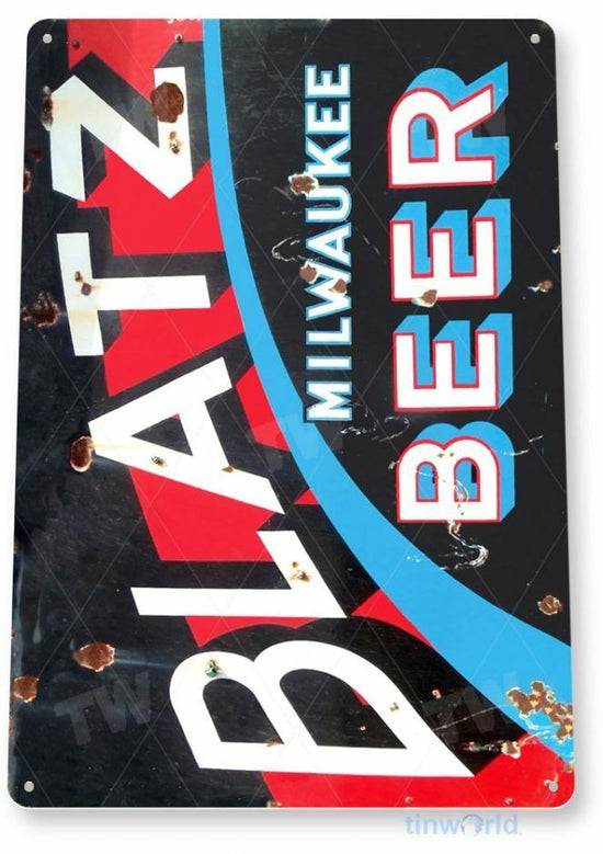 BLATZ BEER TIN SIGN MILWAUKEE VALENTIN LAGER BREWERY  BREWING COMPANY BAR PUB
