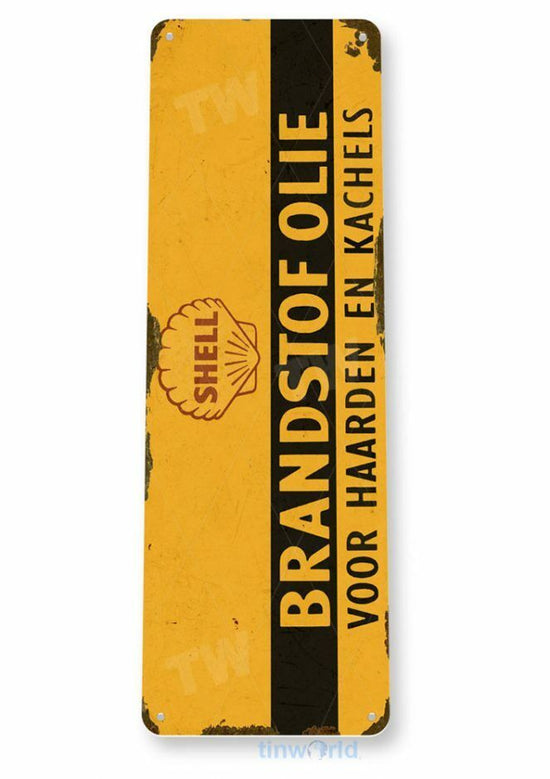 SHELL BRANDSTOFF OLLIE 11 X 4 TIN SIGN AUTO AUTOMOBILE MECHANIC ADVERTISEMENT