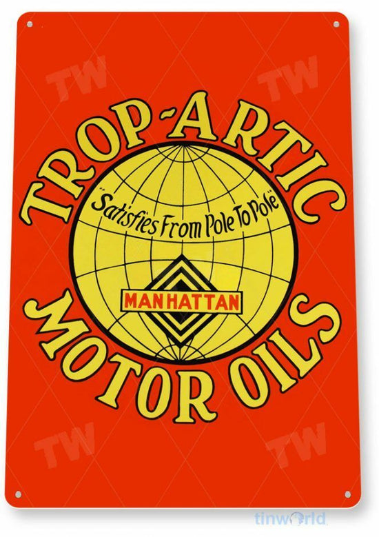 TROP ARTIC MOTOR OILS 11 x 8 TIN SIGN AUTO AUTOMOBILE MECHANIC ADVERTISEMENT OIL