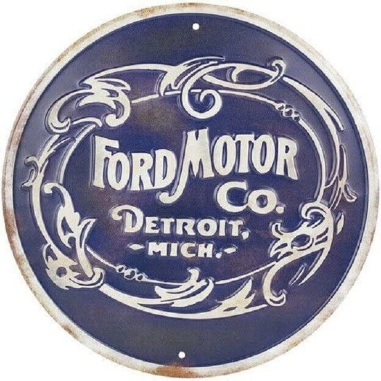FORD MOTOR COMPANY ROUND TIN SIGN TRUCK RANGER F150 F250 F350 STEPSIDE HENRY