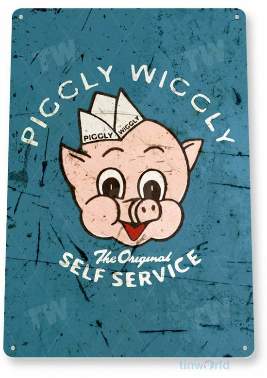 PIGGLY WIGGLY 11 X 8 TIN SIGN AUTO AUTOMOBILE CAR MECHANIC ADVERTISEMENT