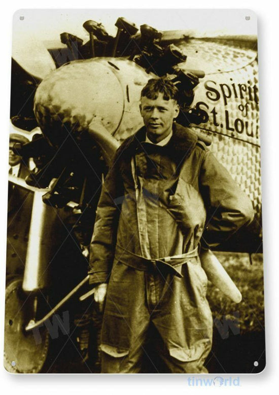 CHARLES Lindbergh 11 X 8 TIN SIGN AVIATION AIRPLANE AIRCRAFT RETRO SKY HARBOR