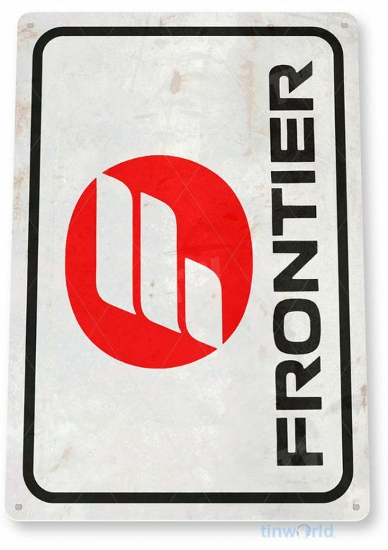 FRONTIER 11 X  8 TIN SIGN AVIATION AIRPLANE AIRCRAFT RETRO LAGUARDIA OHARE JFK