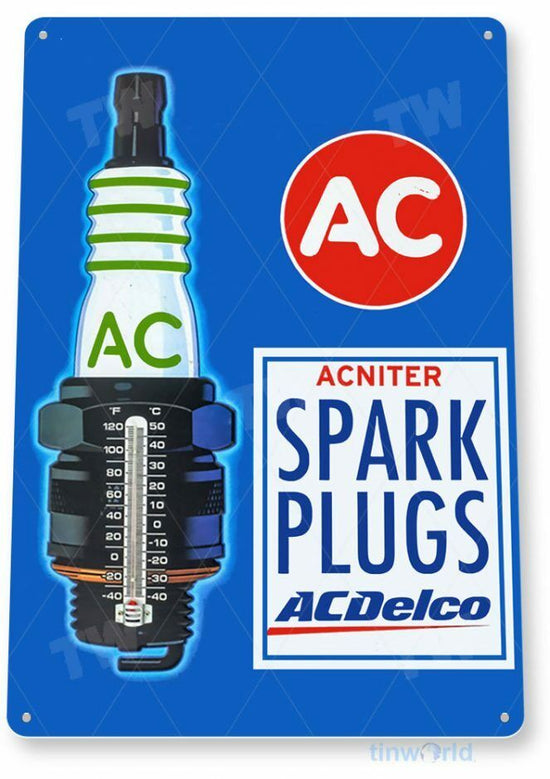 AC SPARK PLUGS 11 X 8 TIN SIGN NOSTALGIC REPRODUCTION ADVERTISEMENT USA