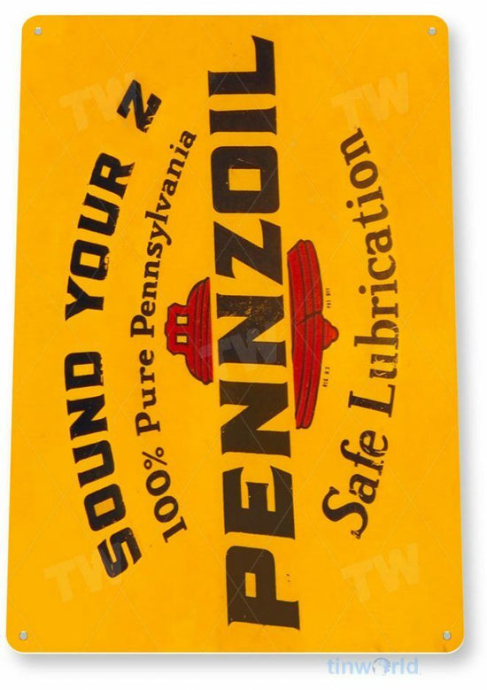 PENNZOIL OIL AND GAS 11 X 8 TIN SIGN AUTO AUTOMOBILE MECHANIC ADVERTISEMENT