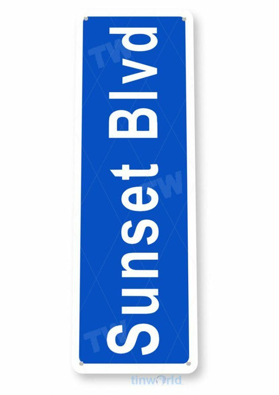 SUNSET BLVD 11X4 TIN SIGN HOME GARAGE REPRODUCTION TIN SIGN RUSTIC CALIFORNIA