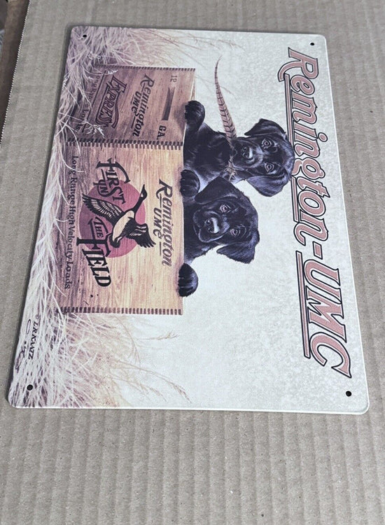 REMINGTON PUPS TIN SIGN RIFLES AMMUNITION SHELL FIREARMS  USED 12x8 Inch