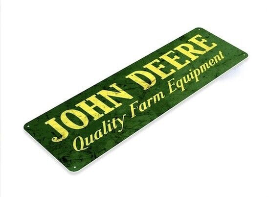 JOHN DEERE TIN SIGN 11X4 inch NOTHING RUNS LIKE A FARM TRACTOR GREEN LAWN BLADE