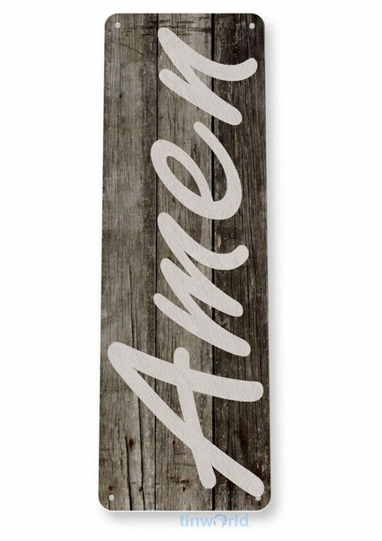 AMEN 11X4 TIN SIGN HOME GARAGE REPRODUCTION TIN SIGN RUSTIN PRAISE FAITH FAMILY