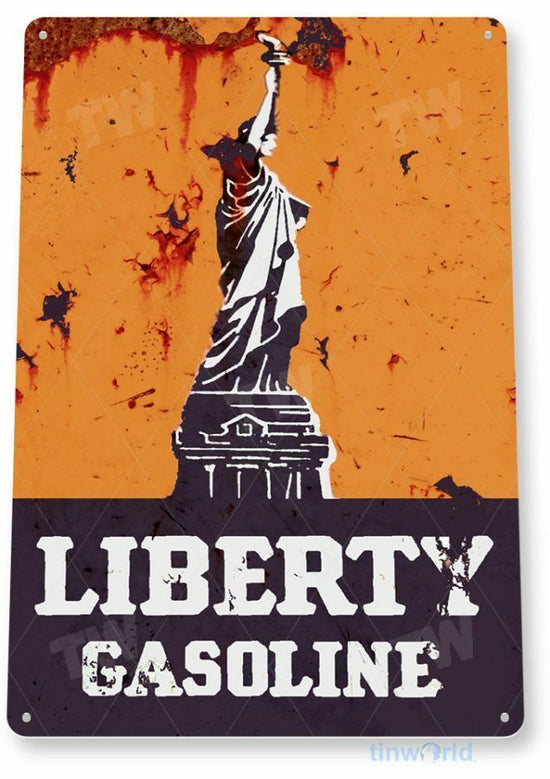 LIBERTY GASOLINE 11 X 8 TIN SIGN AUTO AUTOMOBILE MECHANIC ADVERTISEMENT GAS OIL