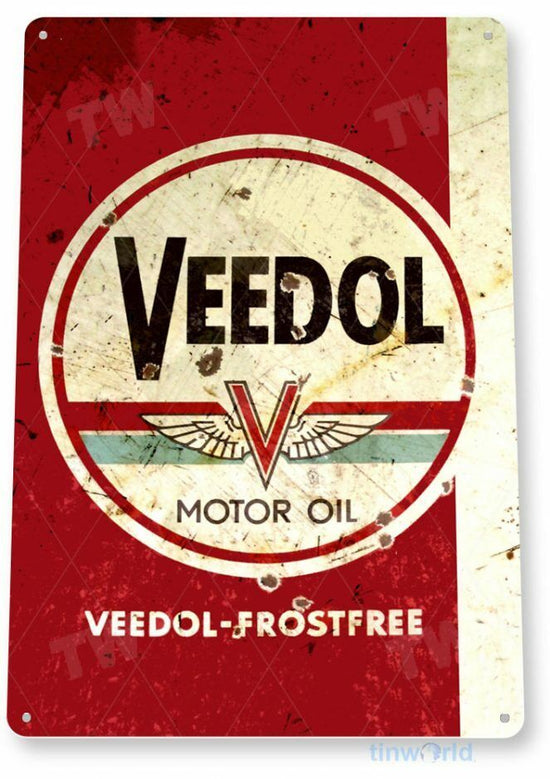 VEEDOL MOTOR OIL 11 x 8 TIN SIGN AUTO AUTOMOBILE MECHANIC ADVERTISEMENT CHANGE