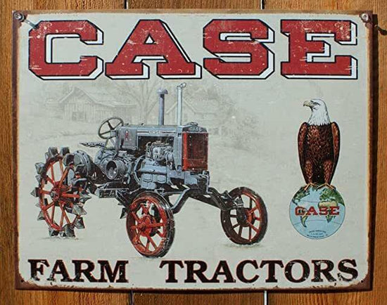 CASE FARM TRACTOR TIN SIGN SEED FEED FARM SERVICE OLD BLUE CHAIR SEXY TRACTOR