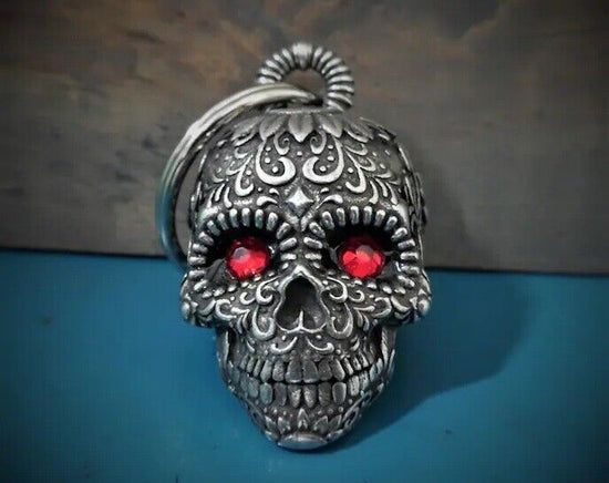 SKULL BIKER CANDY BELL MOTORCYCLE ACCESSORY OR KEYCHAIN AWAY GREMLINS DED HEAD