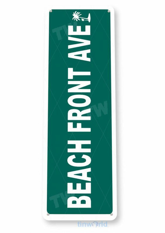 BEACH FRONT AVE  11X4 TIN SIGN HOME GARAGE REPRODUCTION OCEAN VIEW DRIVE 101