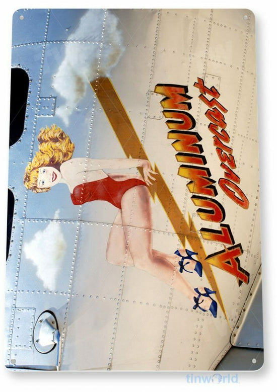 ALUMINUM OVERCAST 11 X 8 TIN SIGN AVIATION AIRPLANE AIRCRAFT RETRO LAX JFK JAL