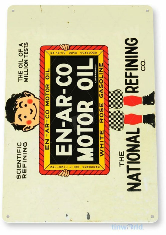 EN-AR-CO TIN SIGN AUTO AUTOMOBILE MECHANIC ADVERTISEMENT ENARCO OIL REFINING