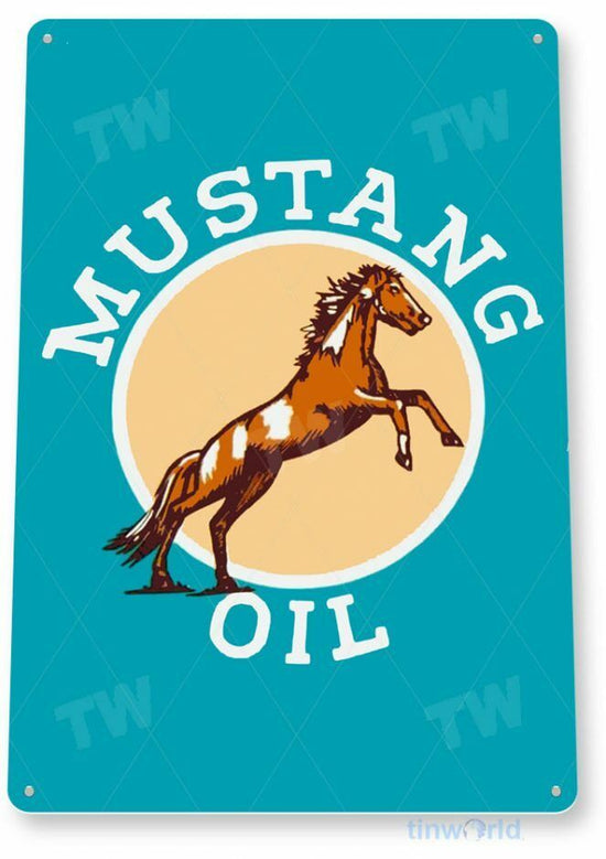 MUSTANG MOTOR OIL 11 X 8 TIN SIGN AUTO AUTOMOBILE MECHANIC ADVERTISEMENT