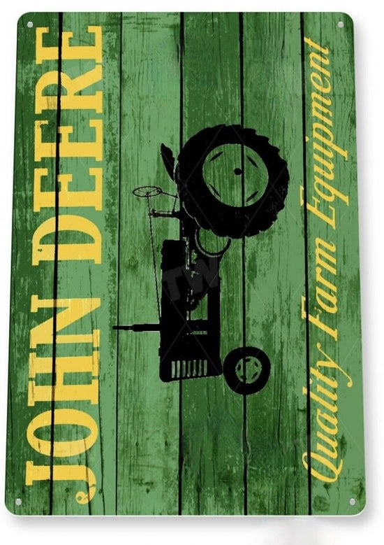 JOHN DEERE TIN SIGN QUALITY FARM EQUIPMENT TRACTOR SUPPLY TOY AGRICULTURAL SEED