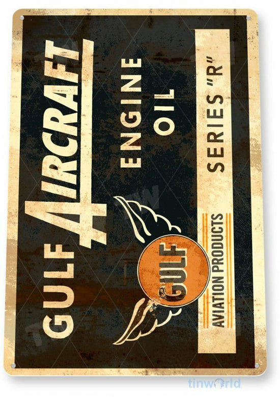 GULF AIRCRAFT 11 X 8  TIN SIGN AVIATION AIRPLANE AIRCRAFT RETRO LAX SKY HARBOR