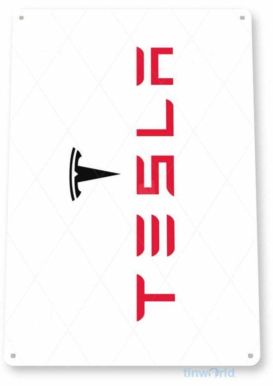 TESLA 11 x 8 TIN SIGN AUTO AUTOMOBILE MECHANIC ADVERTISEMENT ELON