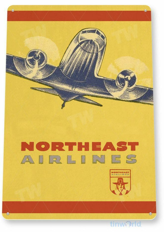 NORTHEAST AIRLINES 11 X 8 TIN SIGN AVIATION AIRPLANE AIRCRAFT RETRO LAX