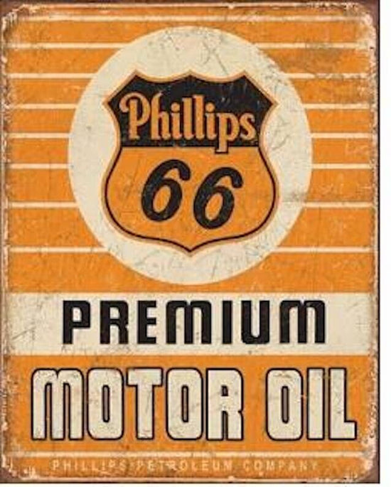 PHILLIPS 66  TIN SIGN PETROLEUM PRODUCTS HEAT RESISTANT PREMIUM MOTOR OIL