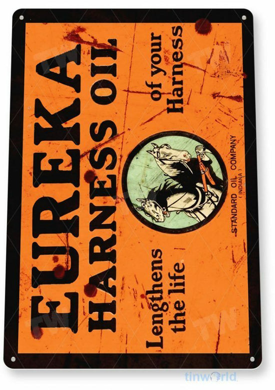 EUREKA HARNESS 11 x 8 TIN SIGN AUTO AUTOMOBILE MECHANIC ADVERTISEMENT
